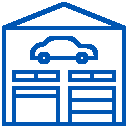 Blue icon showing internal fitouts for cars