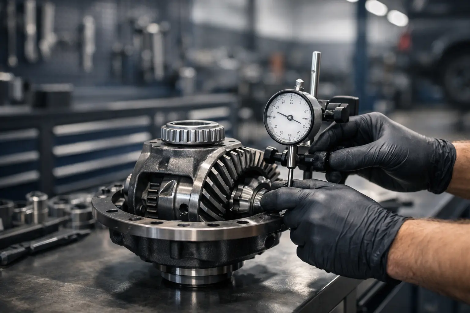 measuring backlash on a differential assembly